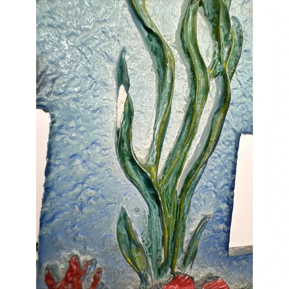 Vintage TROPICAL FISH Double Light Switch Wall Plate Cover Hand Painted Ocean 3D
